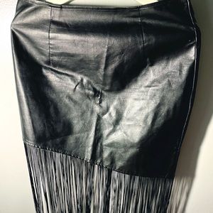 Leather fringe skirt